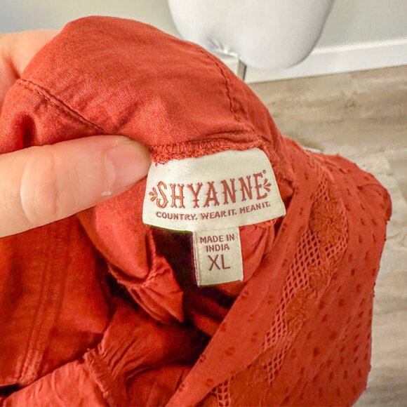 Shyanne Embroidered Boho Babydoll Summer Dress in Rust - Picture 5 of 12